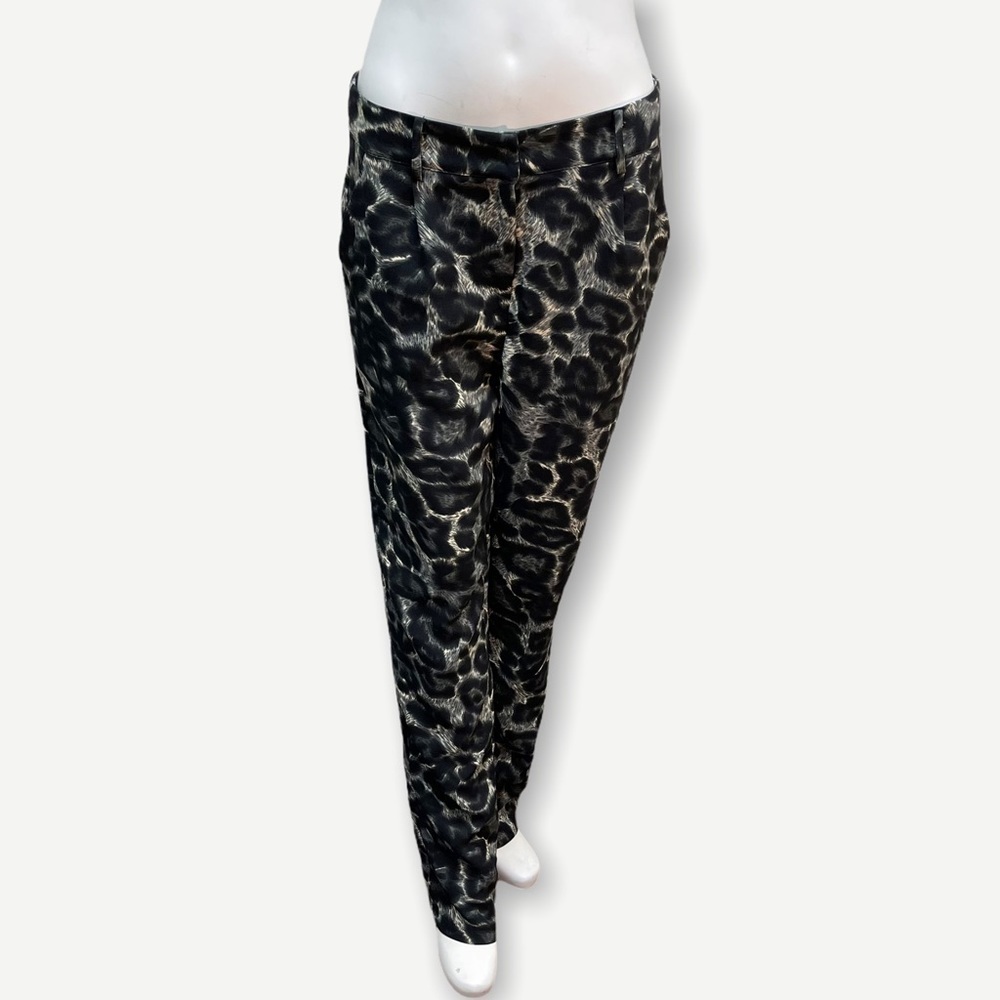 Elli WHITE animal print trouser pant large‎